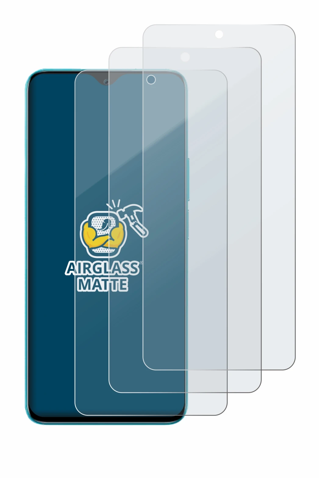 Image of the device Honor 90 Lite with a wide variety of screen protectors.