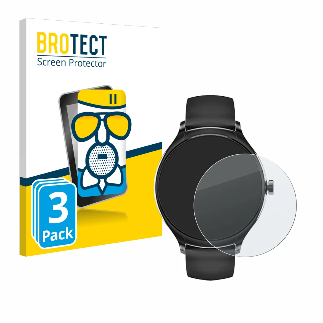 Front side of a product packaging with the brand logo BROTECT. Next to it is the device Pireware Harmony 4 shown with the corr