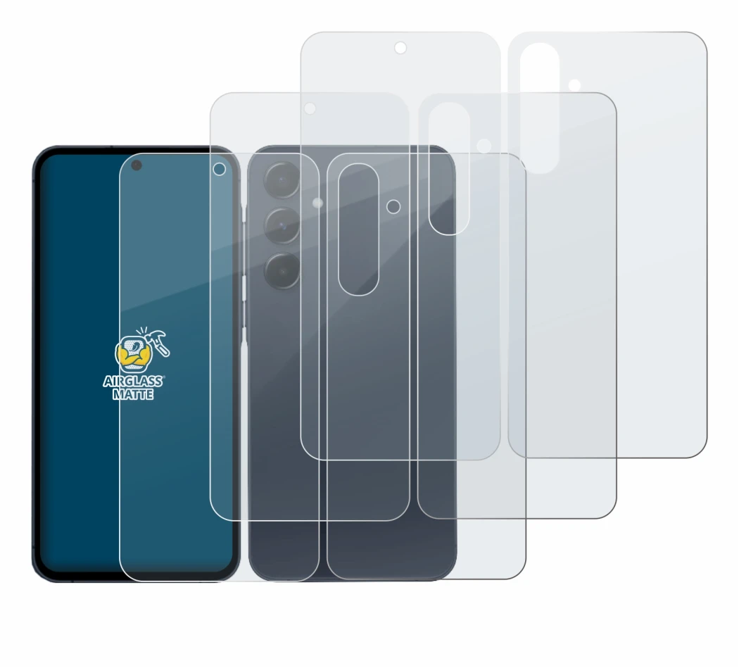 Image of the device Samsung Galaxy A55 5G (Front+Back) with a wide variety of screen protectors.