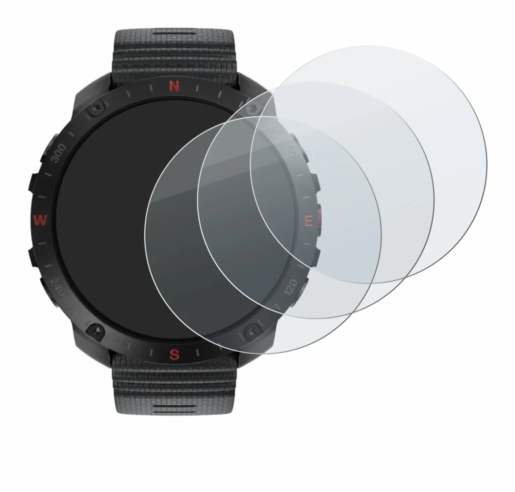 Image of the device Polar Grit X2 Pro with a wide variety of screen protectors.