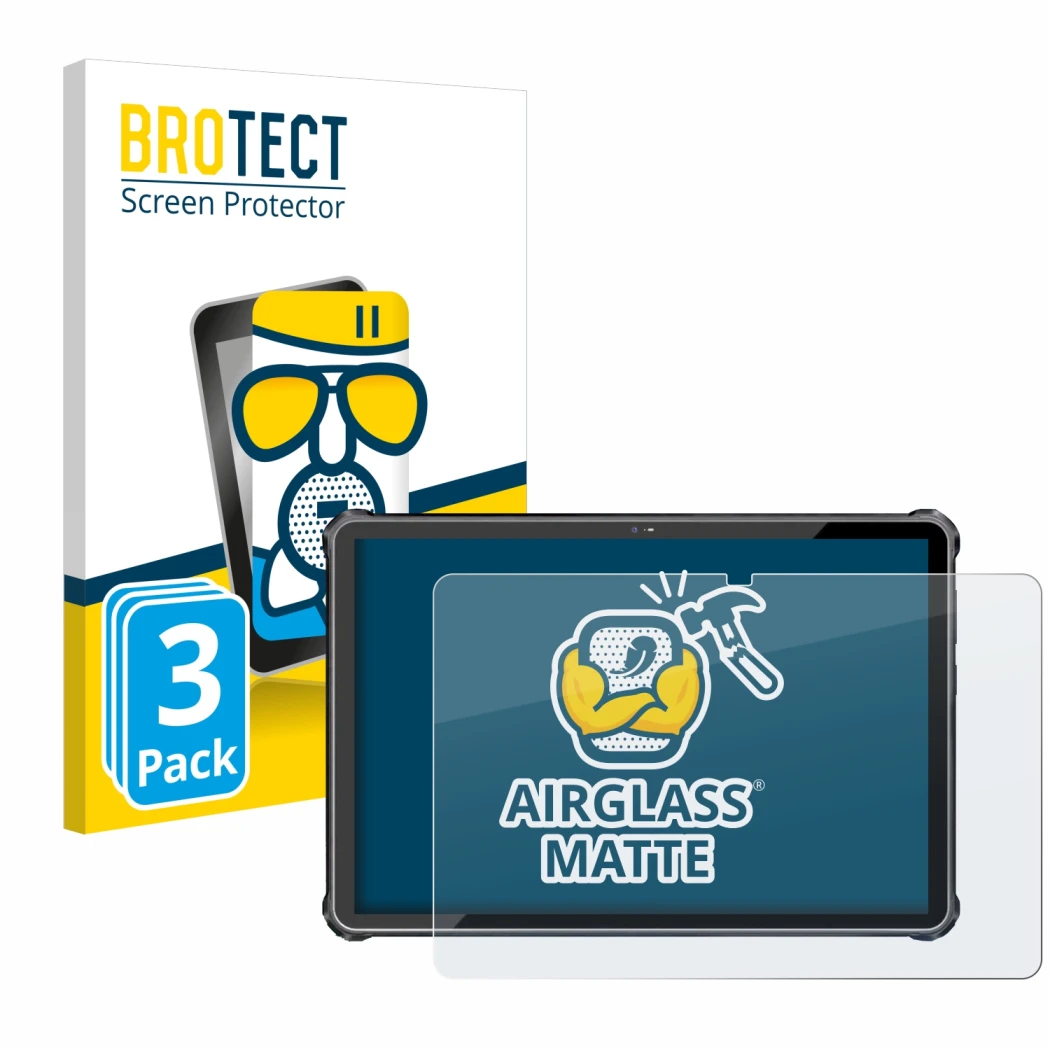 Front side of a product packaging with the brand logo BROTECT. Next to it is the device Oukitel RT6 shown with the correspondi