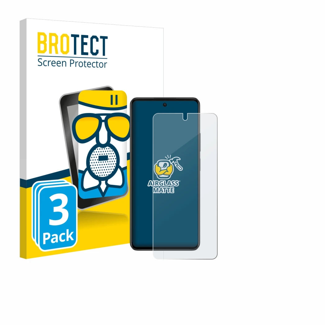 Front side of a product packaging with the brand logo BROTECT. Next to it is the device Oppo A79 5G shown with the correspondi