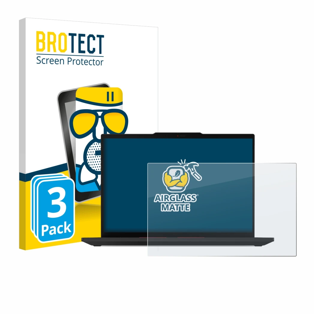 Front side of a product packaging with the brand logo BROTECT. Next to it is the device Lenovo ThinkPad P14s Gen 5 14