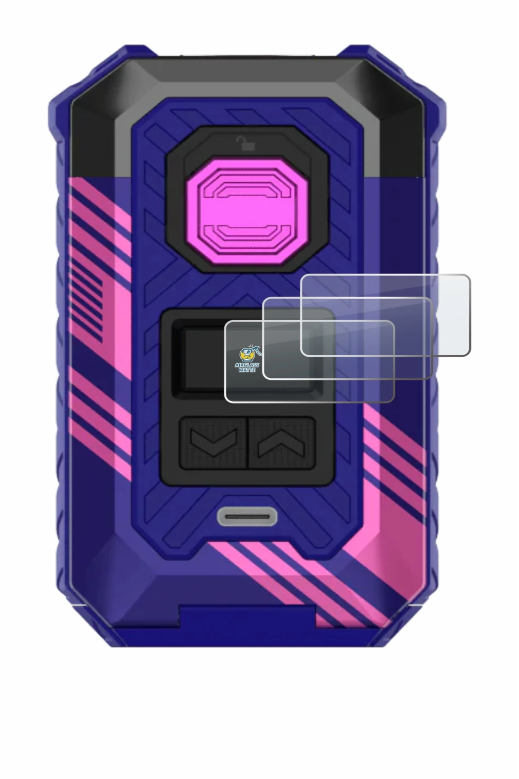 Image of the device Vaporesso Armour Max with a wide variety of screen protectors.