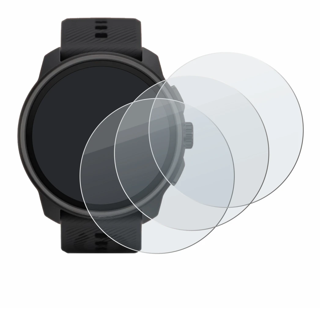 Image of the device Suunto Race S with a wide variety of screen protectors.