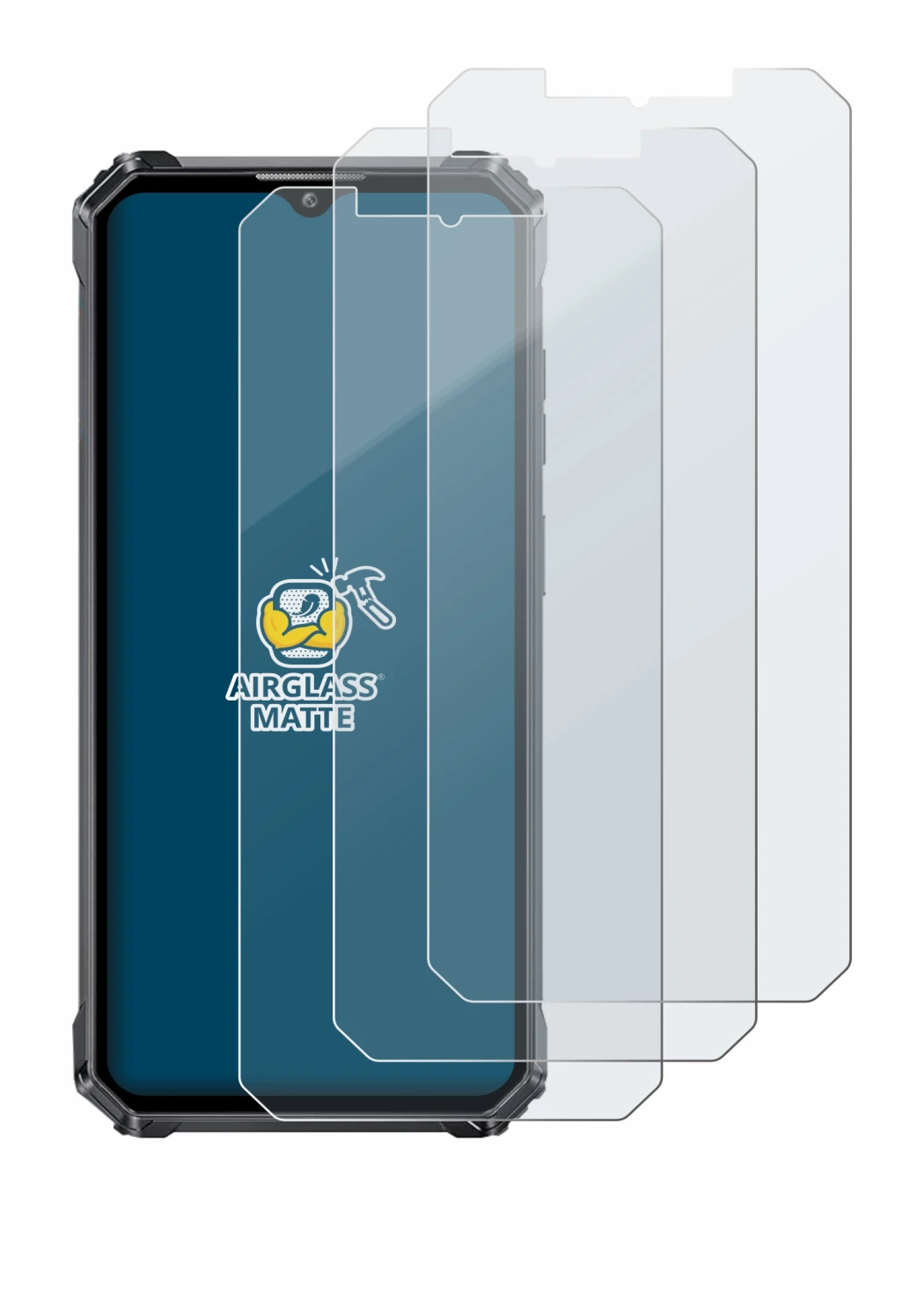 Image of the device Oukitel WP28E with a wide variety of screen protectors.
