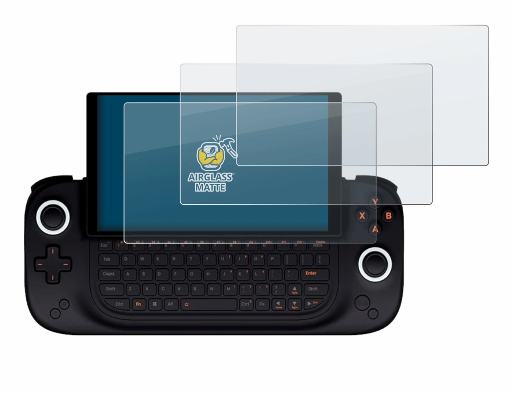 Image of the device Ayaneo Slide with a wide variety of screen protectors.