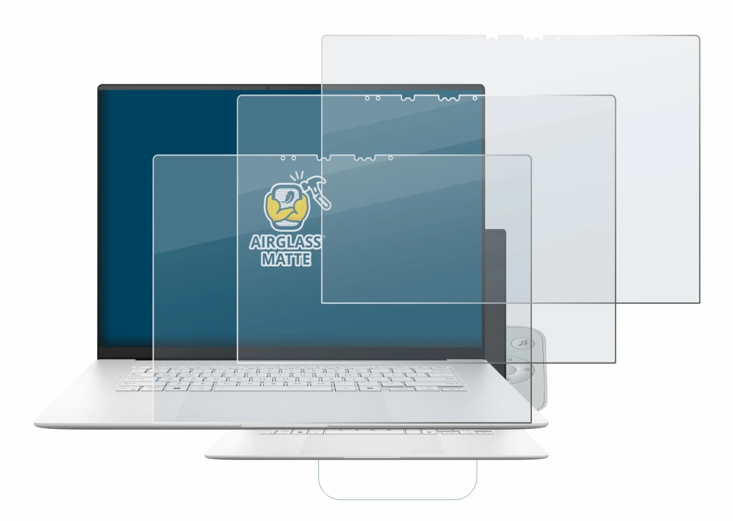 Image of the device ASUS ZenBook S 16 with a wide variety of screen protectors.