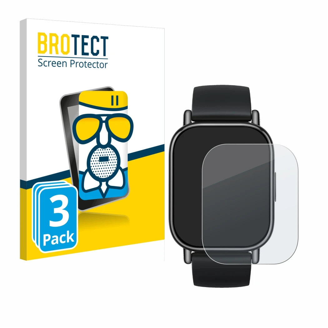 Front side of a product packaging with the brand logo BROTECT. Next to it is the device Xiaomi Redmi Watch 5 Lite shown with t