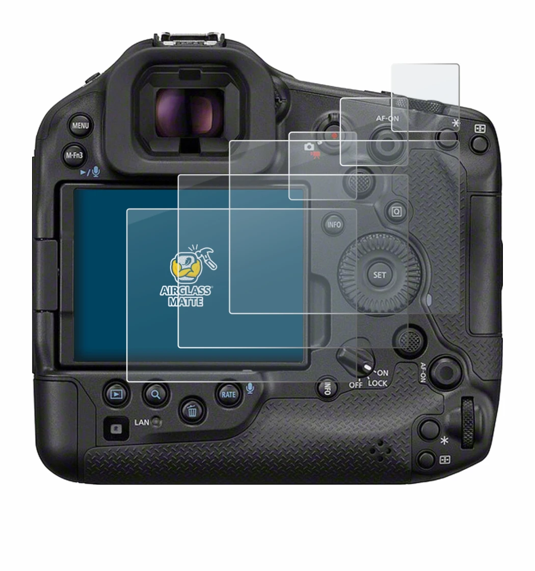 Image of the device Canon EOS R1 with a wide variety of screen protectors.