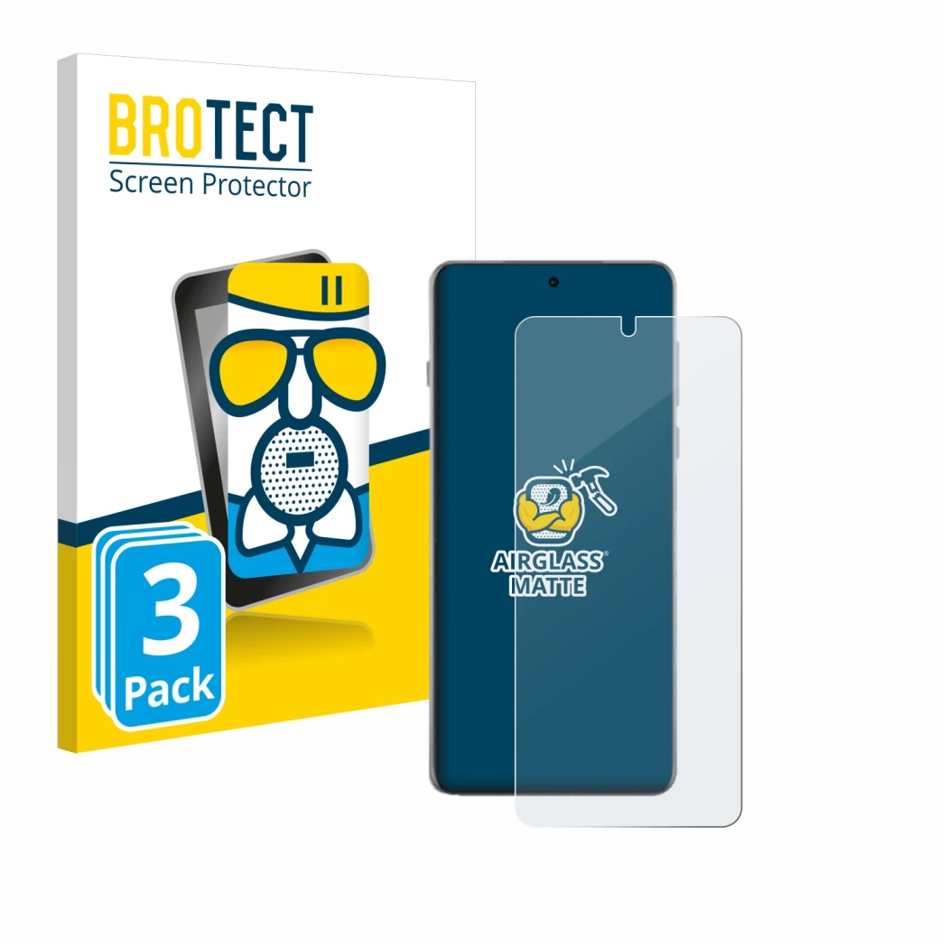 Front side of a product packaging with the brand logo BROTECT. Next to it is the device Oppo Find X8 Pro shown with the corres