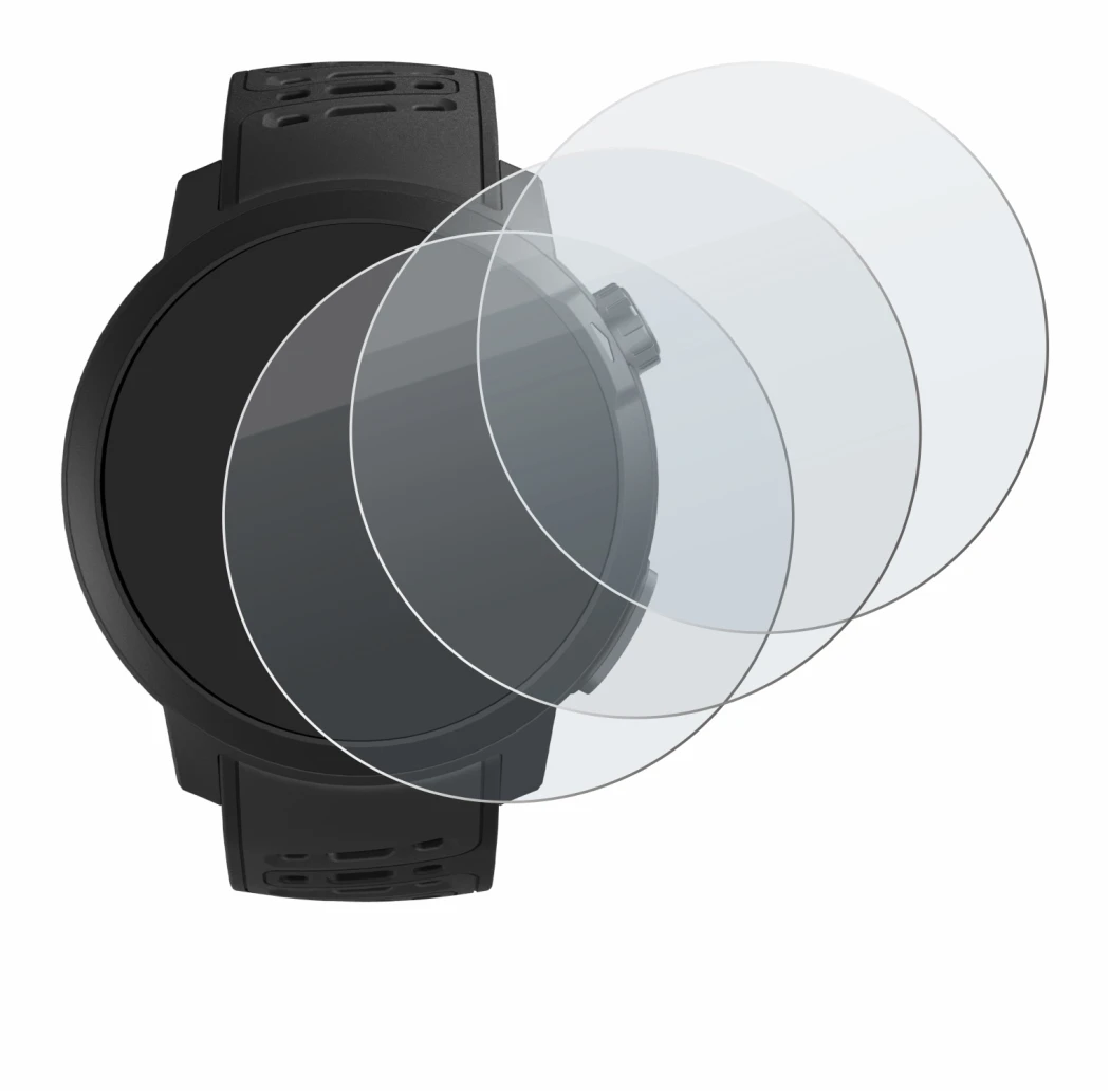 Image of the device Coros Pace Pro with a wide variety of screen protectors.