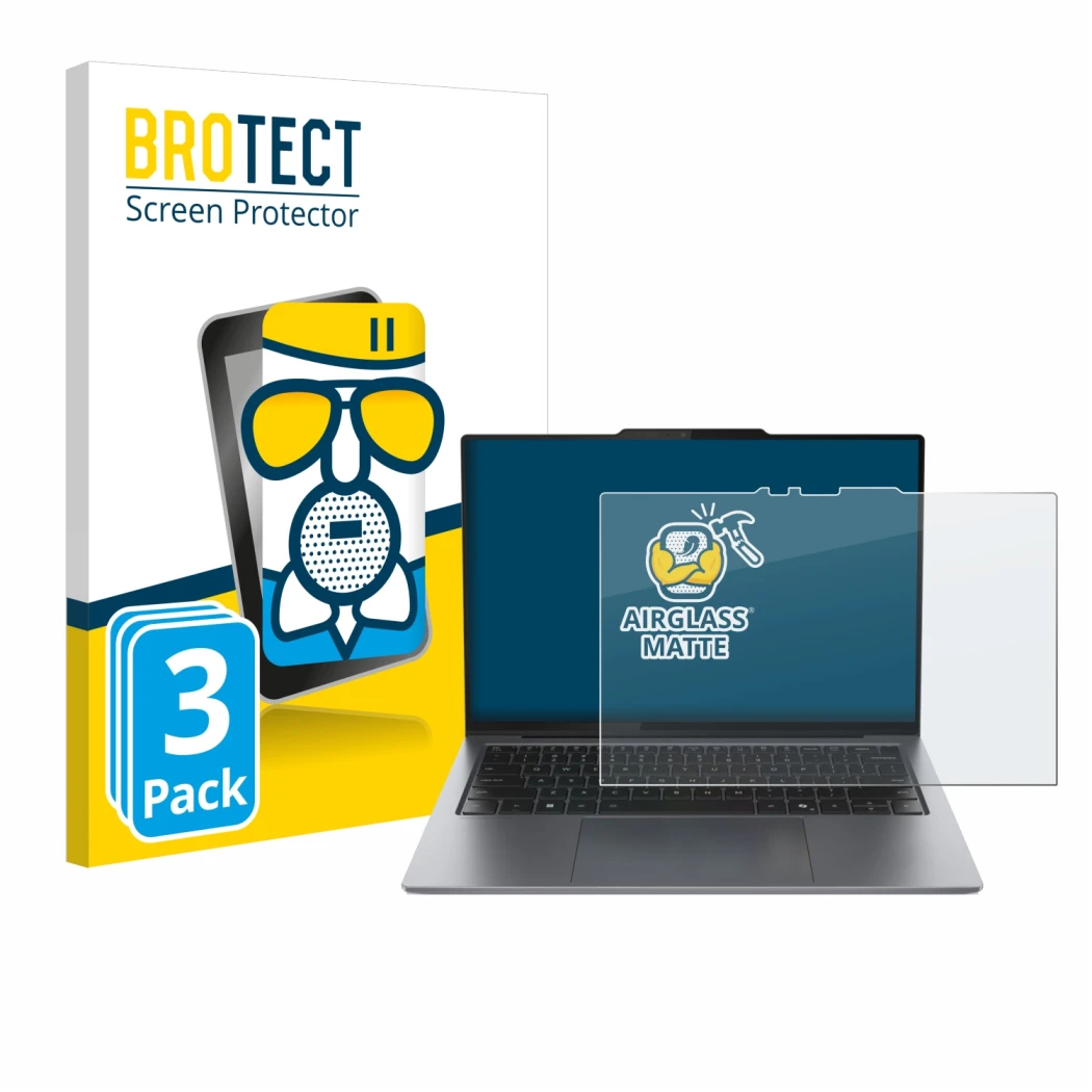 Front side of a product packaging with the brand logo BROTECT. Next to it is the device Lenovo ThinkPad X9 15 Aura Edition 15