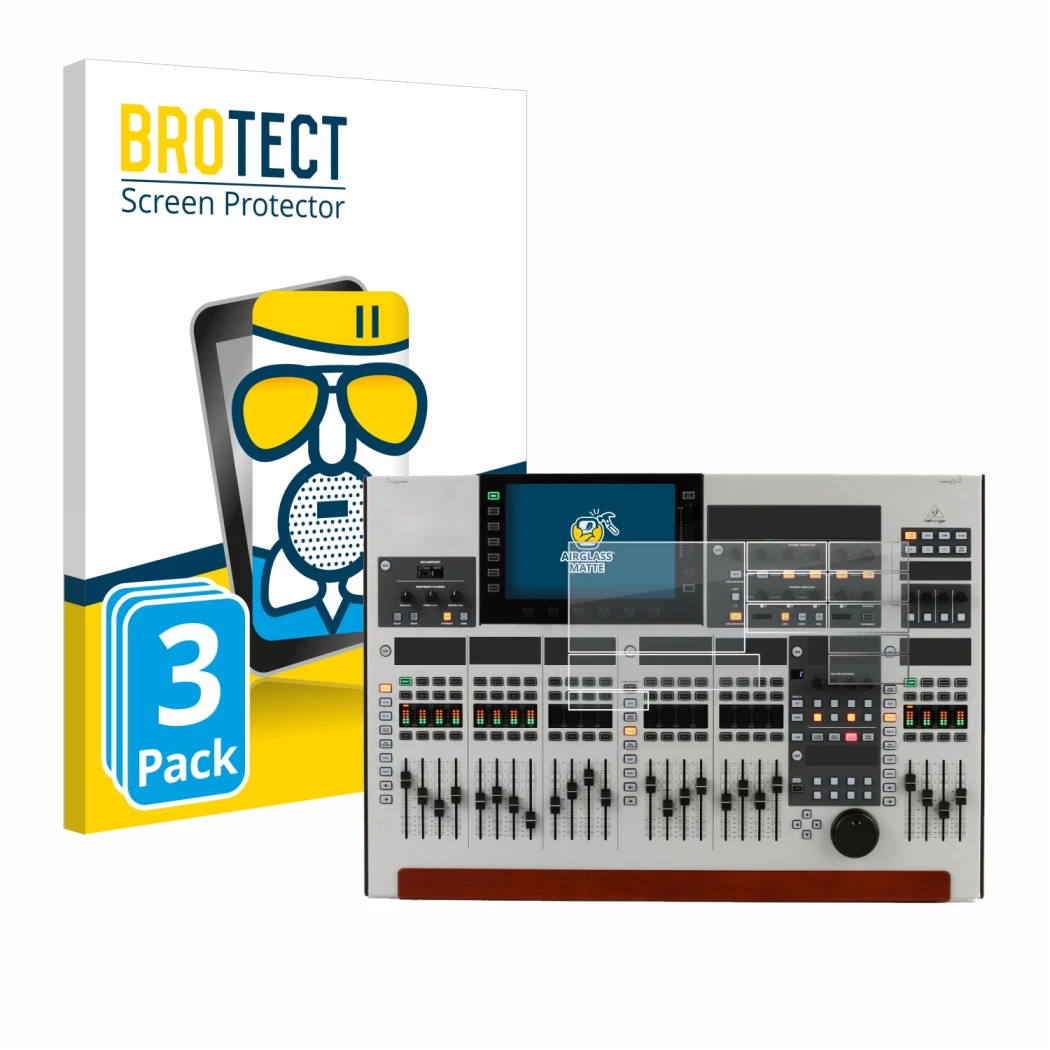 Front side of a product packaging with the brand logo BROTECT. Next to it is the device Behringer Wing (Set consisting of 11 f