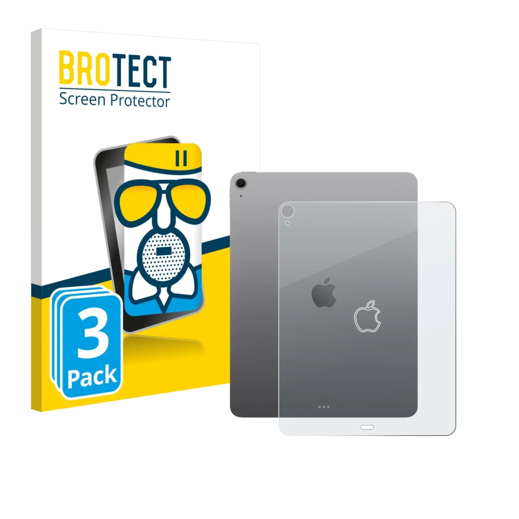 Front side of a product packaging with the brand logo BROTECT. Next to it is the device Apple iPad Air 13