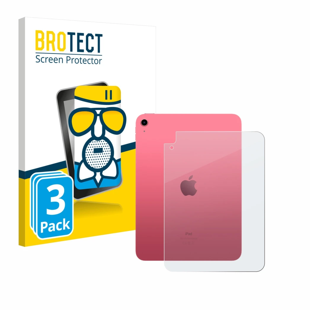 Front side of a product packaging with the brand logo BROTECT. Next to it is the device Apple iPad A16 11