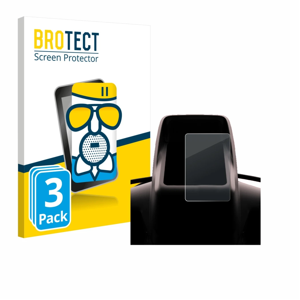 Front side of a product packaging with the brand logo BROTECT. Next to it is the device Segway GT3 D shown with the correspond