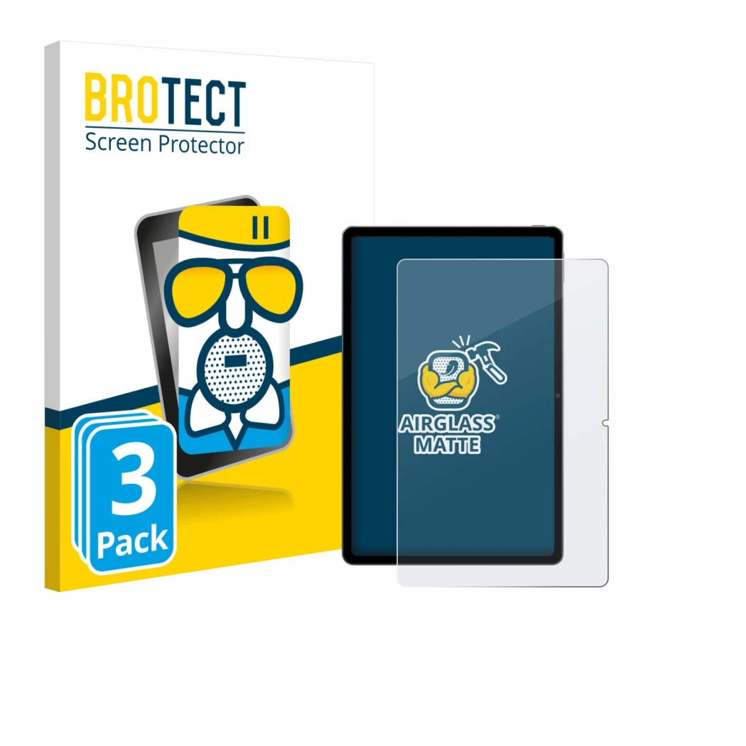 Front side of a product packaging with the brand logo BROTECT. Next to it is the device Xiaomi Redmi Pad SE 11 shown with the 