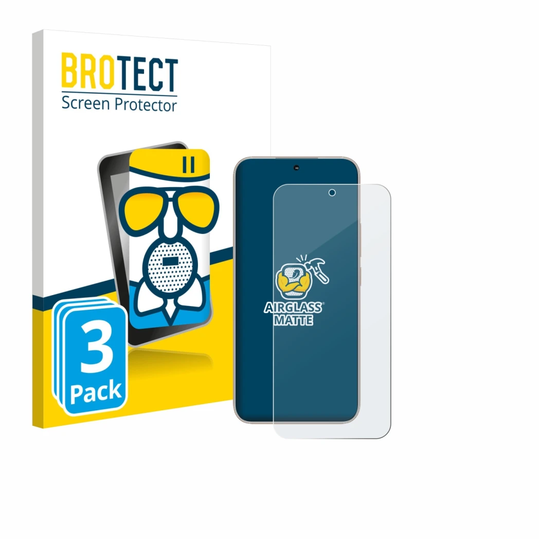 Front side of a product packaging with the brand logo BROTECT. Next to it is the device Honor 400 shown with the corresponding