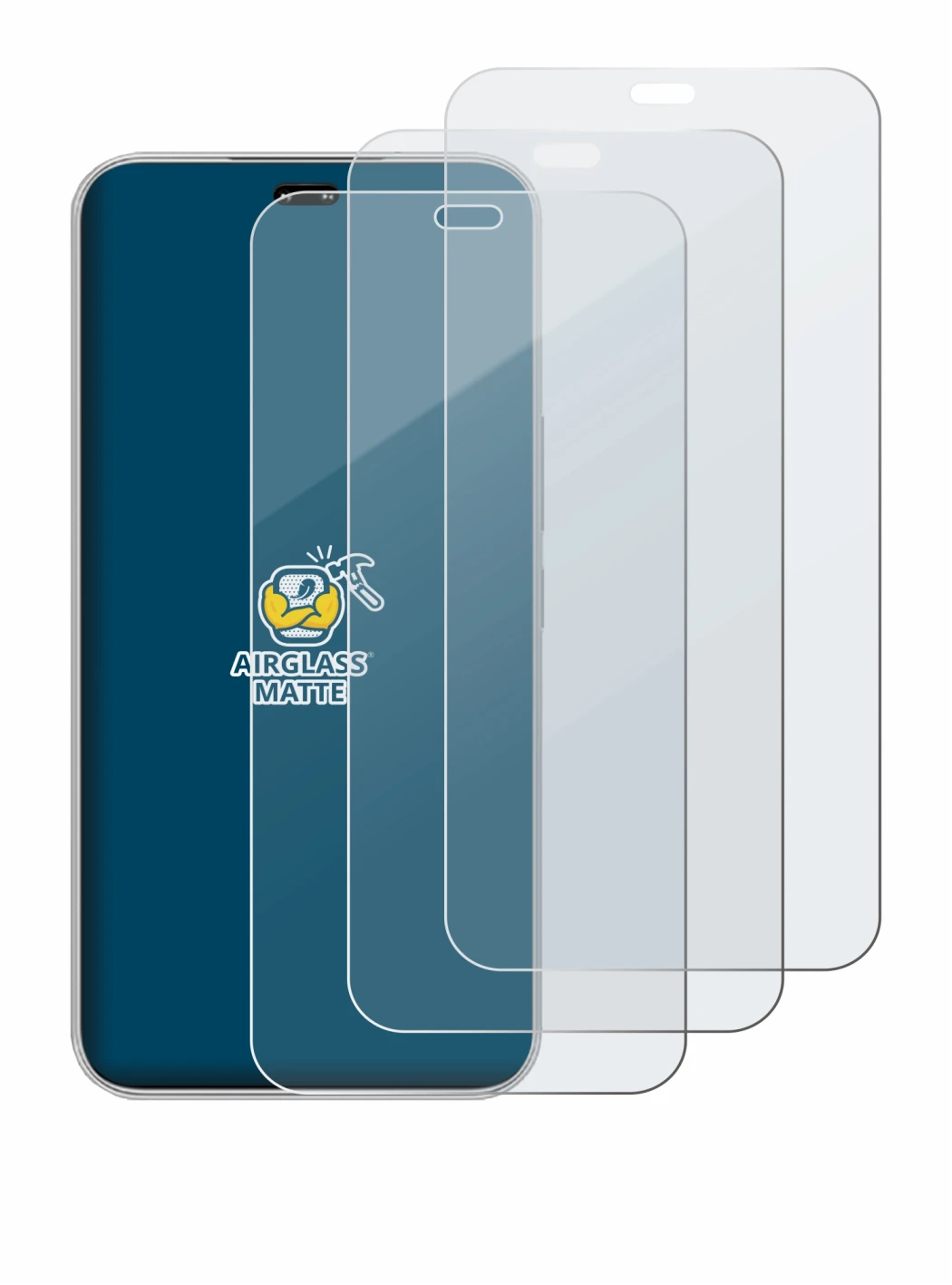 Image of the device Honor 400 Pro with a wide variety of screen protectors.
