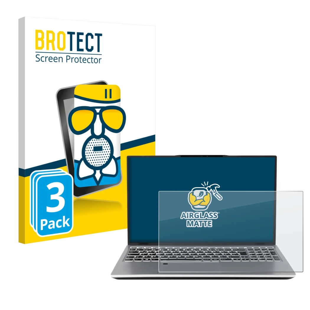 Front side of a product packaging with the brand logo BROTECT. Next to it is the device terra Mobile 1551R i7 1355U W11P shown