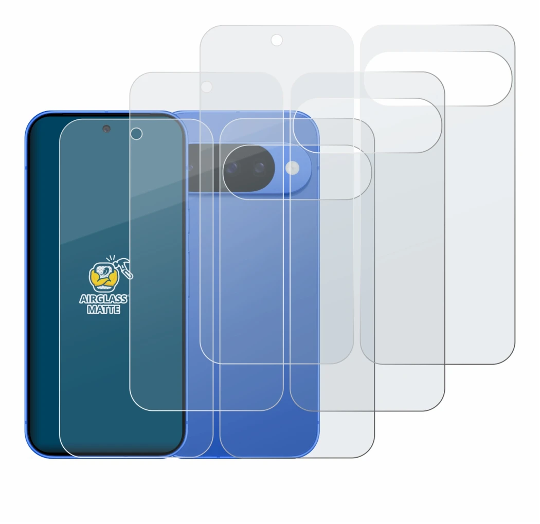 Image of the device Google Pixel 10 (Front+Back) with a wide variety of screen protectors.