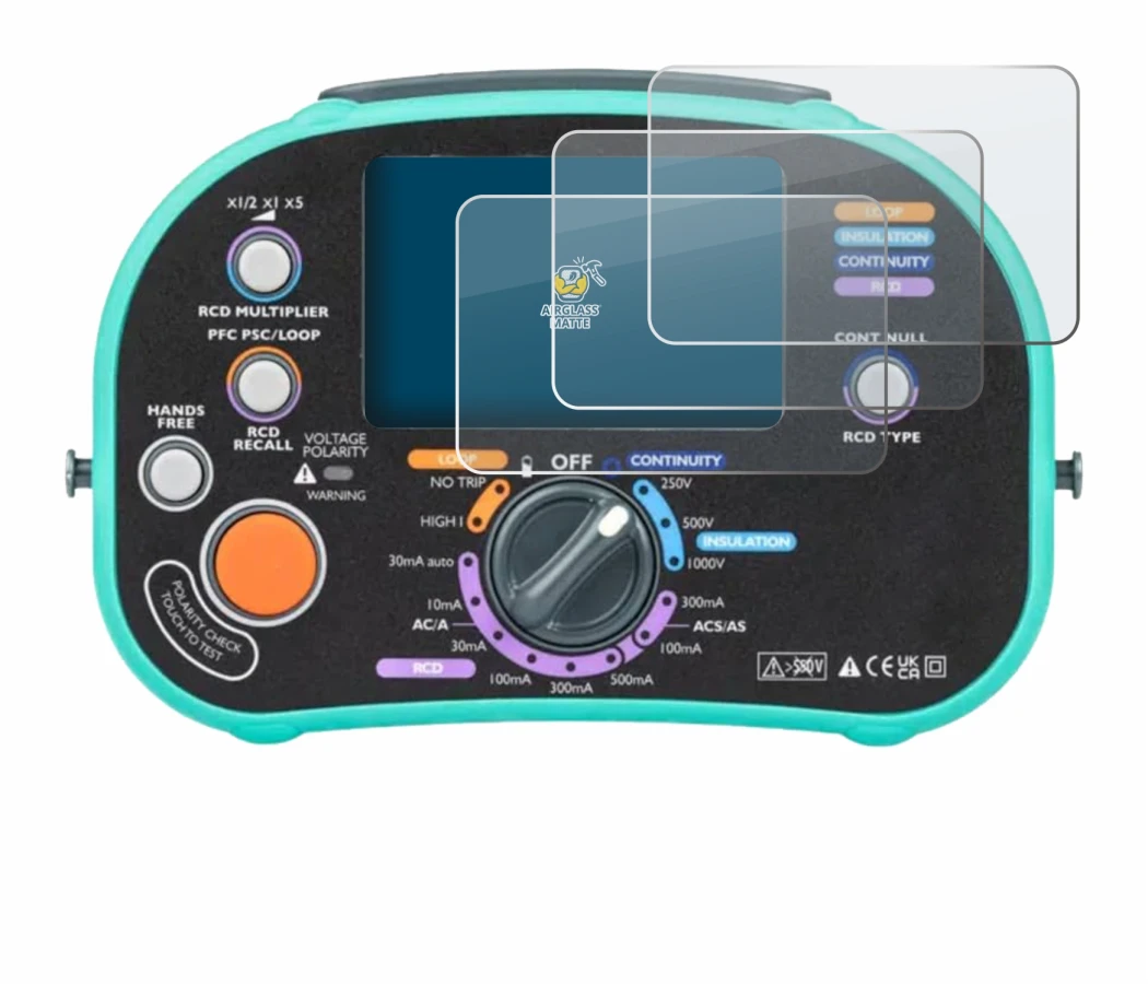 Image of the device Kewtech KT63DL with a wide variety of screen protectors.