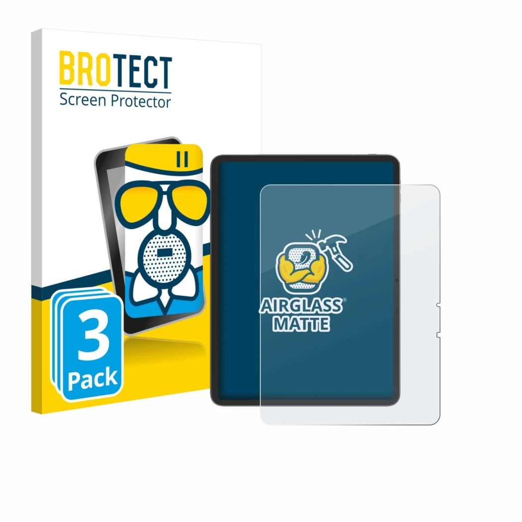 Front side of a product packaging with the brand logo BROTECT. Next to it is the device Blackview Link 8 shown with the corres