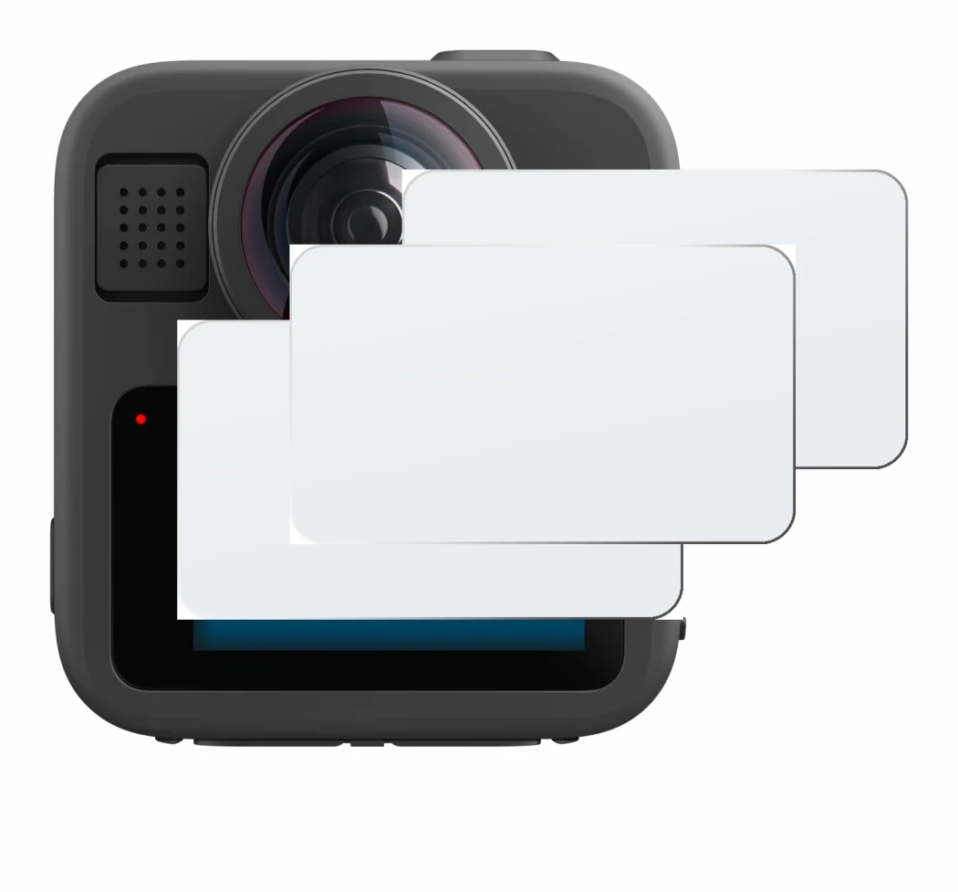 Image of the device GoPro Max 2 with a wide variety of screen protectors.