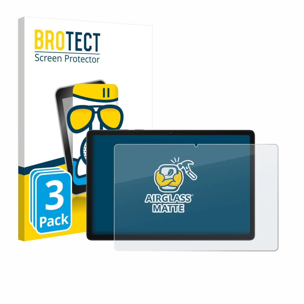 Front side of a product packaging with the brand logo BROTECT. Next to it is the device Samsung Galaxy Tab A11 Plus WiFi 11