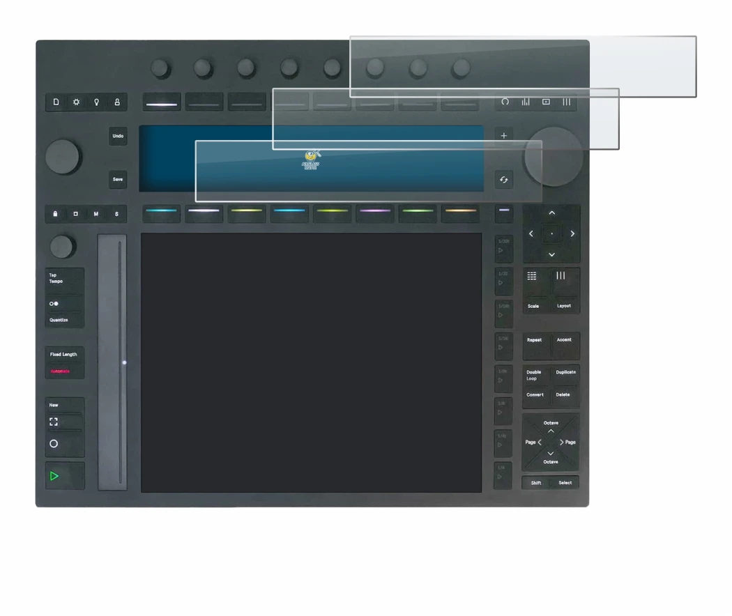 Image of the device Ableton Push 3 with a wide variety of screen protectors.