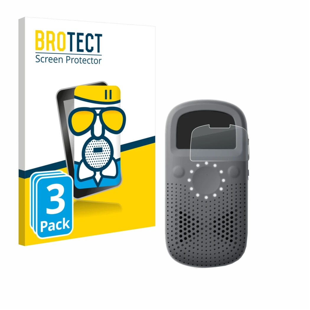 Front side of a product packaging with the brand logo BROTECT. Next to it is the device Relay X shown with the corresponding s