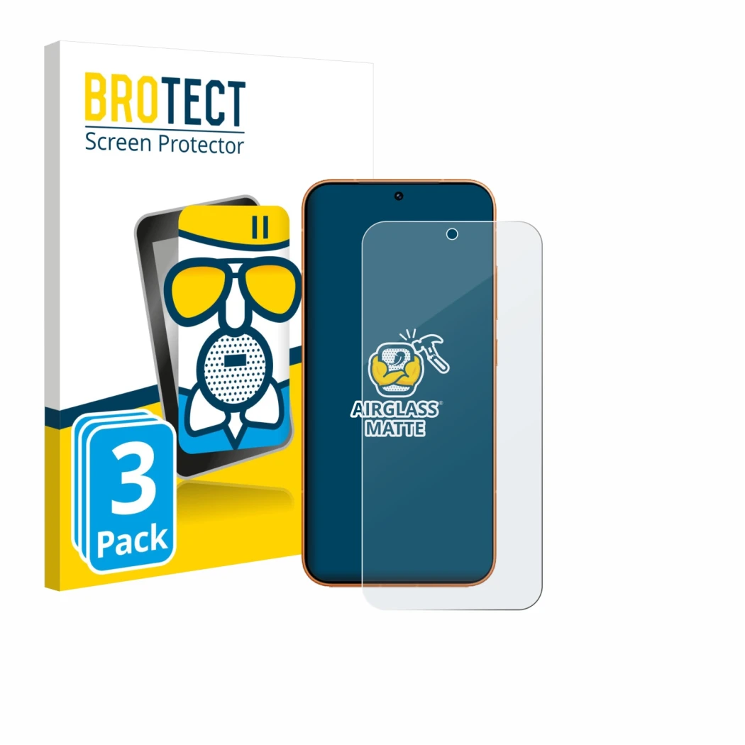 Front side of a product packaging with the brand logo BROTECT. Next to it is the device Honor Magic 8 Pro Lite shown with the 