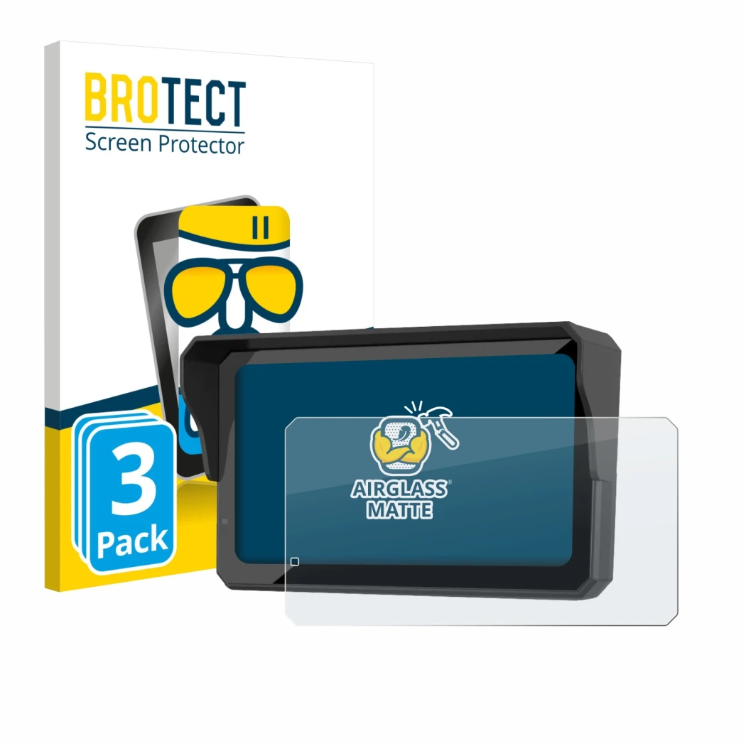 Front side of a product packaging with the brand logo BROTECT. Next to it is the device Carpuride W602S Pro shown with the cor