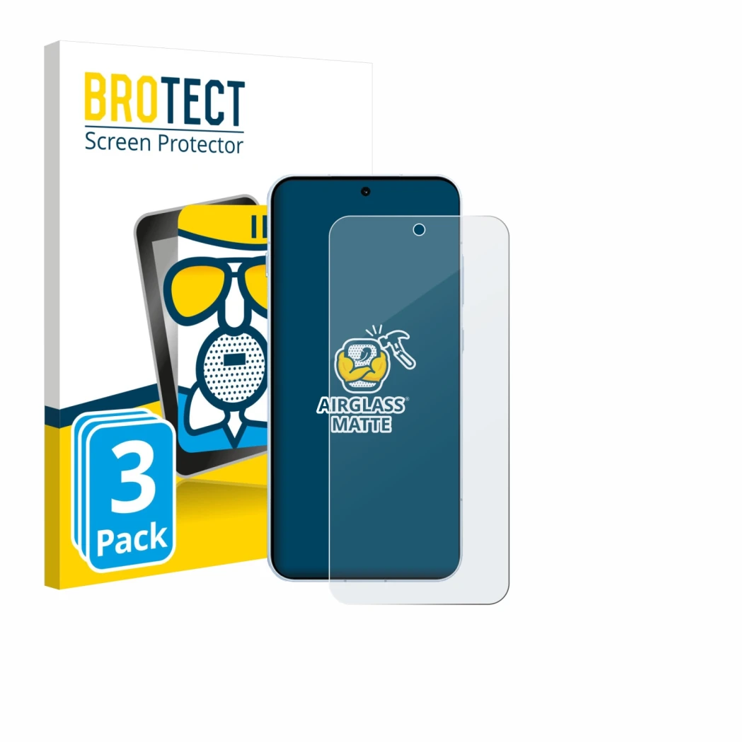 Front side of a product packaging with the brand logo BROTECT. Next to it is the device Oppo Find X8s shown with the correspon