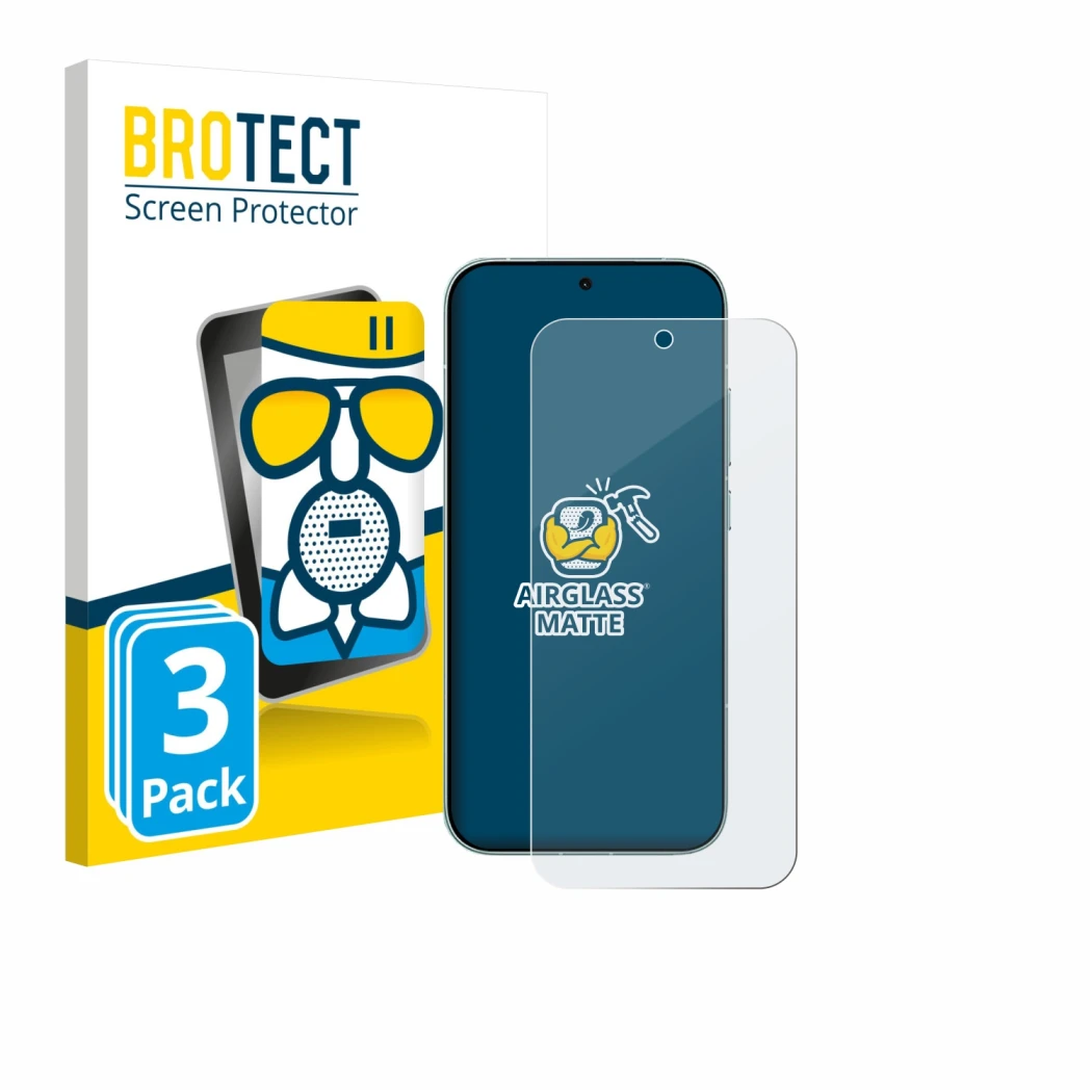 Front side of a product packaging with the brand logo BROTECT. Next to it is the device Xiaomi Redmi Turbo 5 5G shown with the