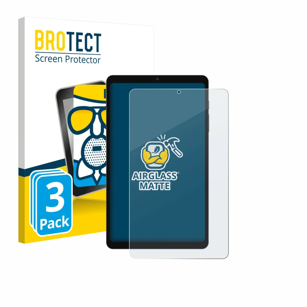 Front side of a product packaging with the brand logo BROTECT. Next to it is the device Blackview Link 2 8.68