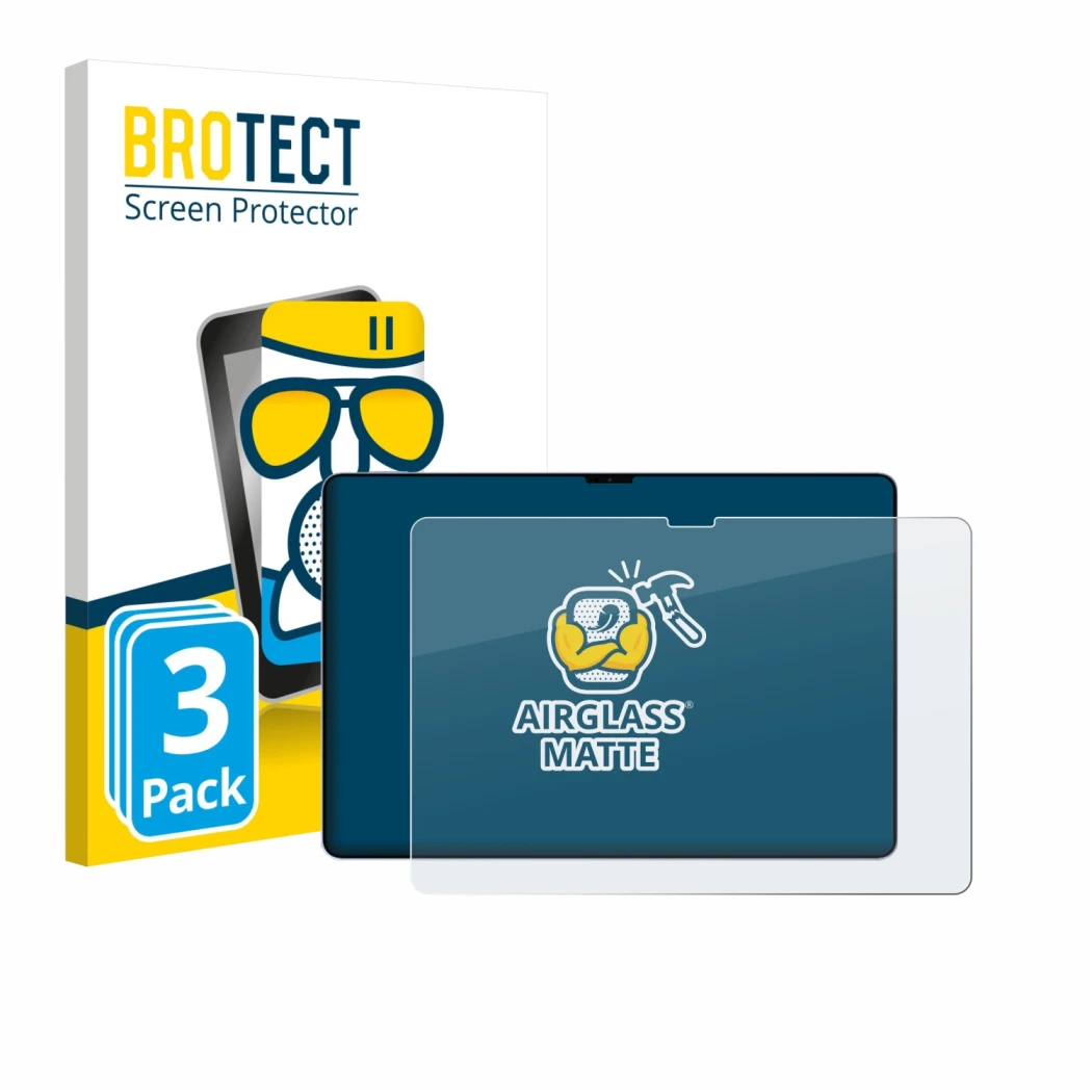 Front side of a product packaging with the brand logo BROTECT. Next to it is the device Xiaomi Pad 7 Ultra shown with the corr