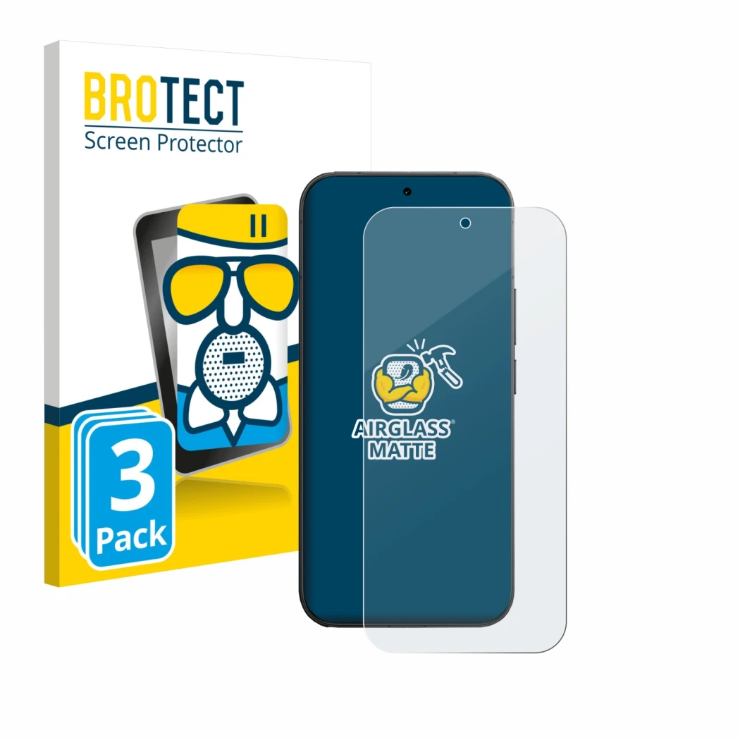 Front side of a product packaging with the brand logo BROTECT. Next to it is the device Vivo V70 shown with the corresponding