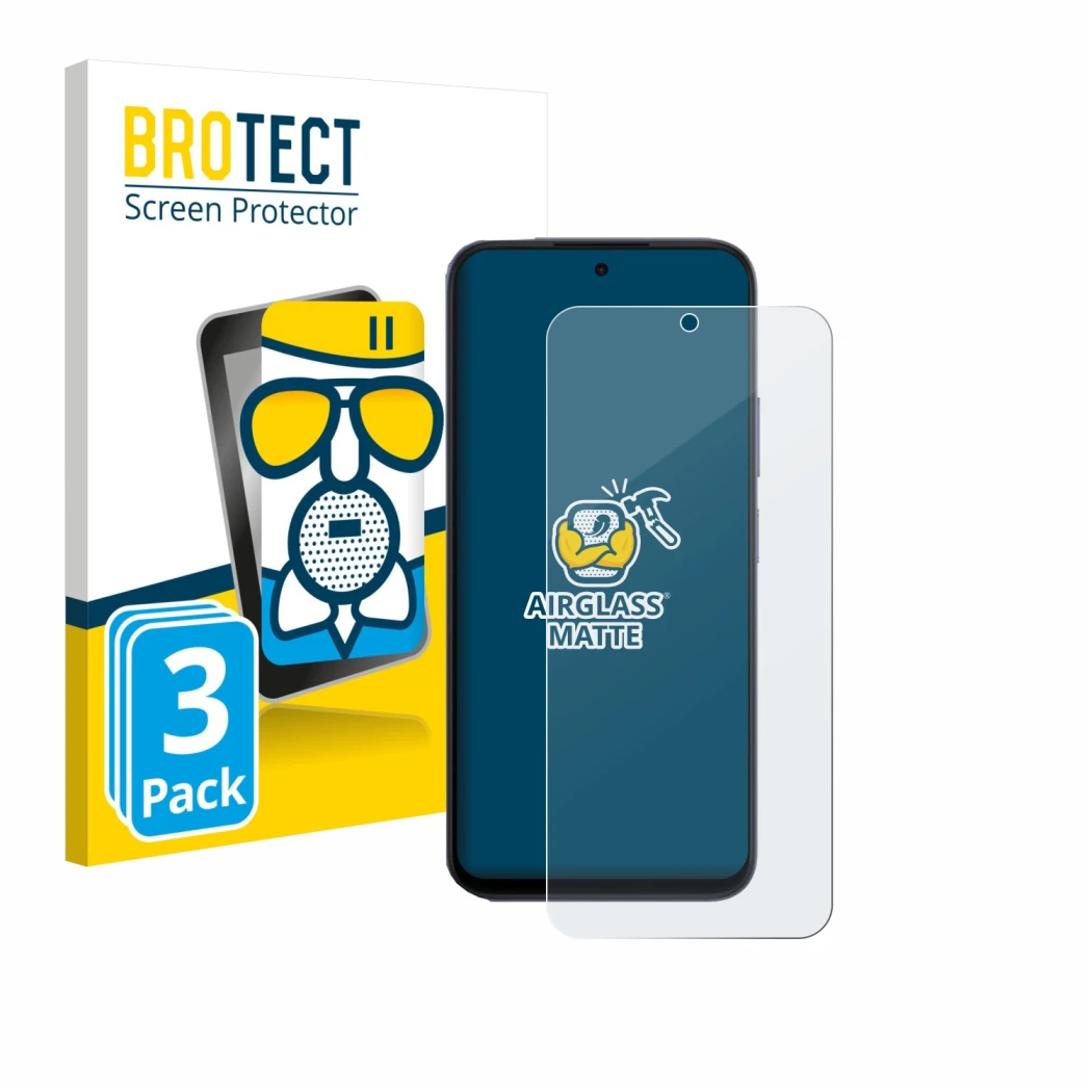Front side of a product packaging with the brand logo BROTECT. Next to it is the device Oppo A6x 4G shown with the correspondi