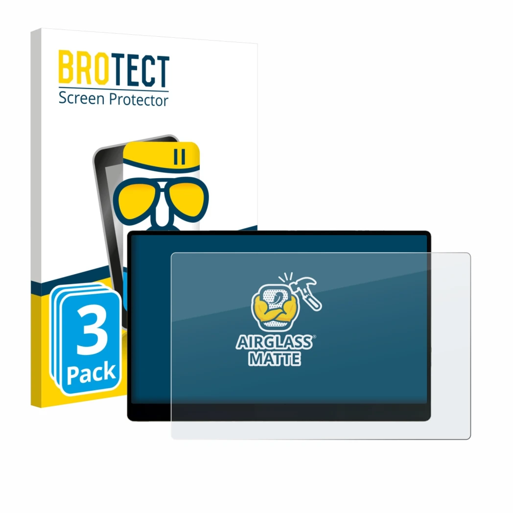Front side of a product packaging with the brand logo BROTECT. Next to it is the device Sotsu FlipAction Go 14