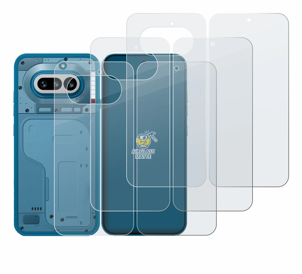 Image of the device Nothing Phone (4a) (Front+Back) with a wide variety of screen protectors.