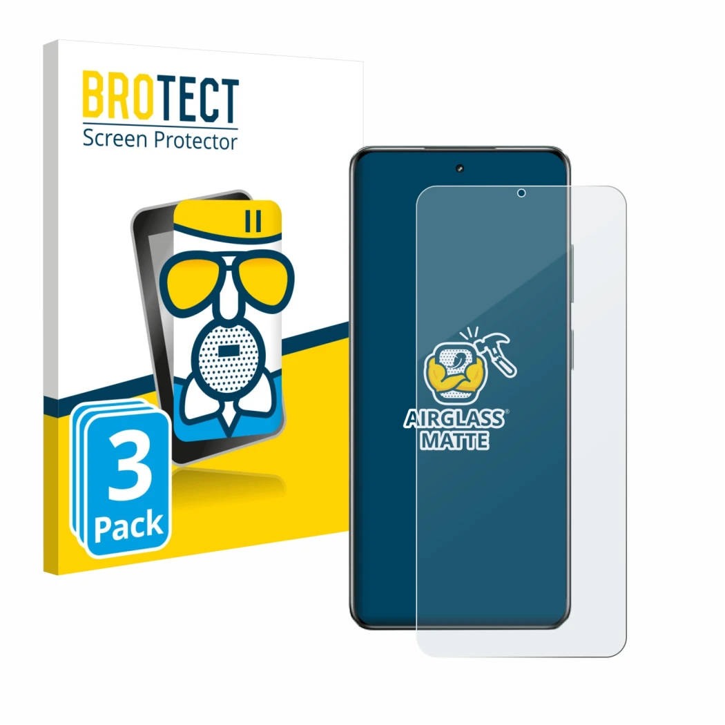 Front side of a product packaging with the brand logo BROTECT. Next to it is the device realme C63 5G shown with the correspon