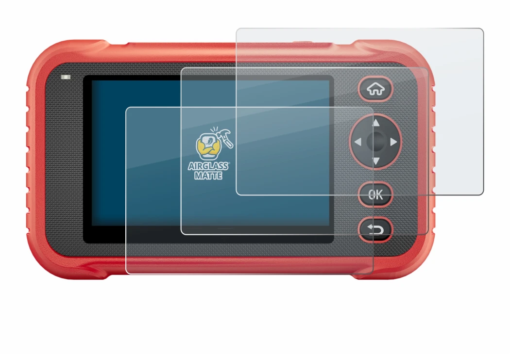 Image of the device Launch CRP129E Plus with a wide variety of screen protectors.