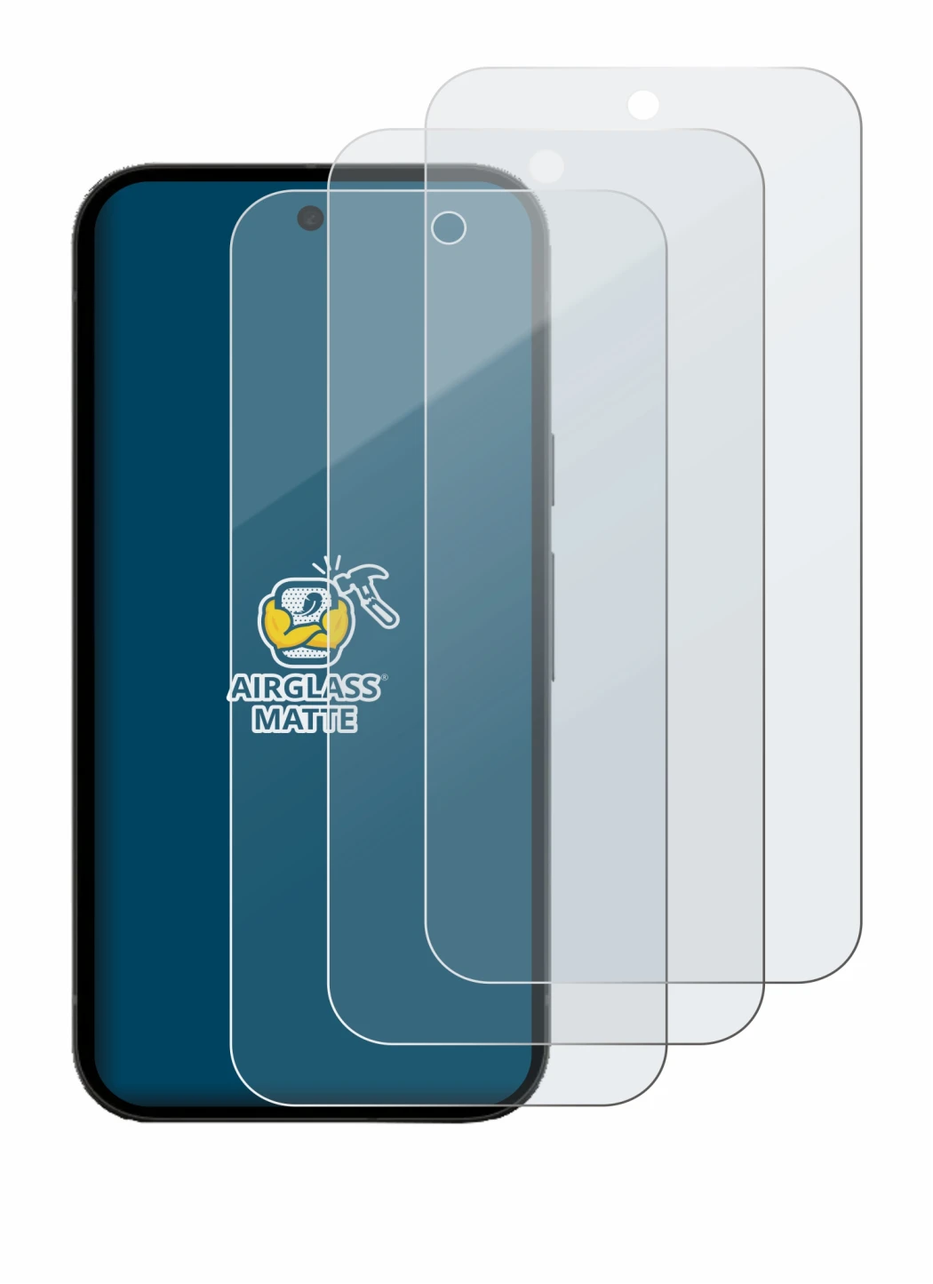 Image of the device Google Pixel 10a (case-friendly) with a wide variety of screen protectors.