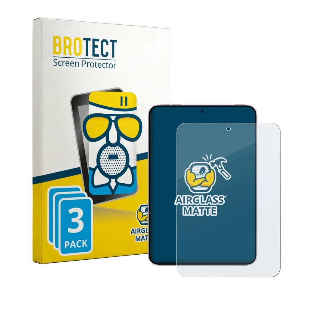 Front side of a product packaging with the brand logo BROTECT. Next to it is the device Oppo Pad Mini shown with the correspon
