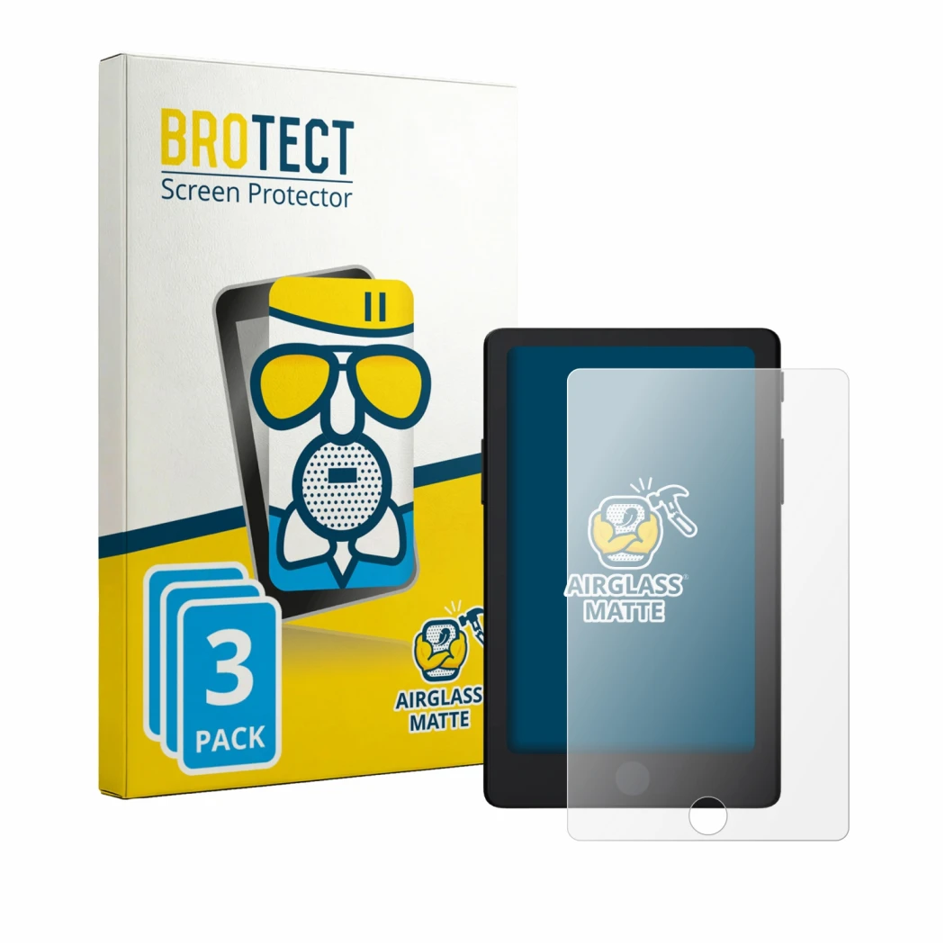 Front side of a product packaging with the brand logo BROTECT. Next to it is the device Xteink X4 Pro shown with the correspon