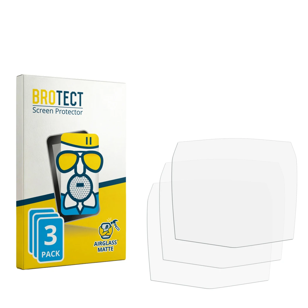 Front side of a product packaging with the brand logo BROTECT. Next to it is the corresponding screen protector.