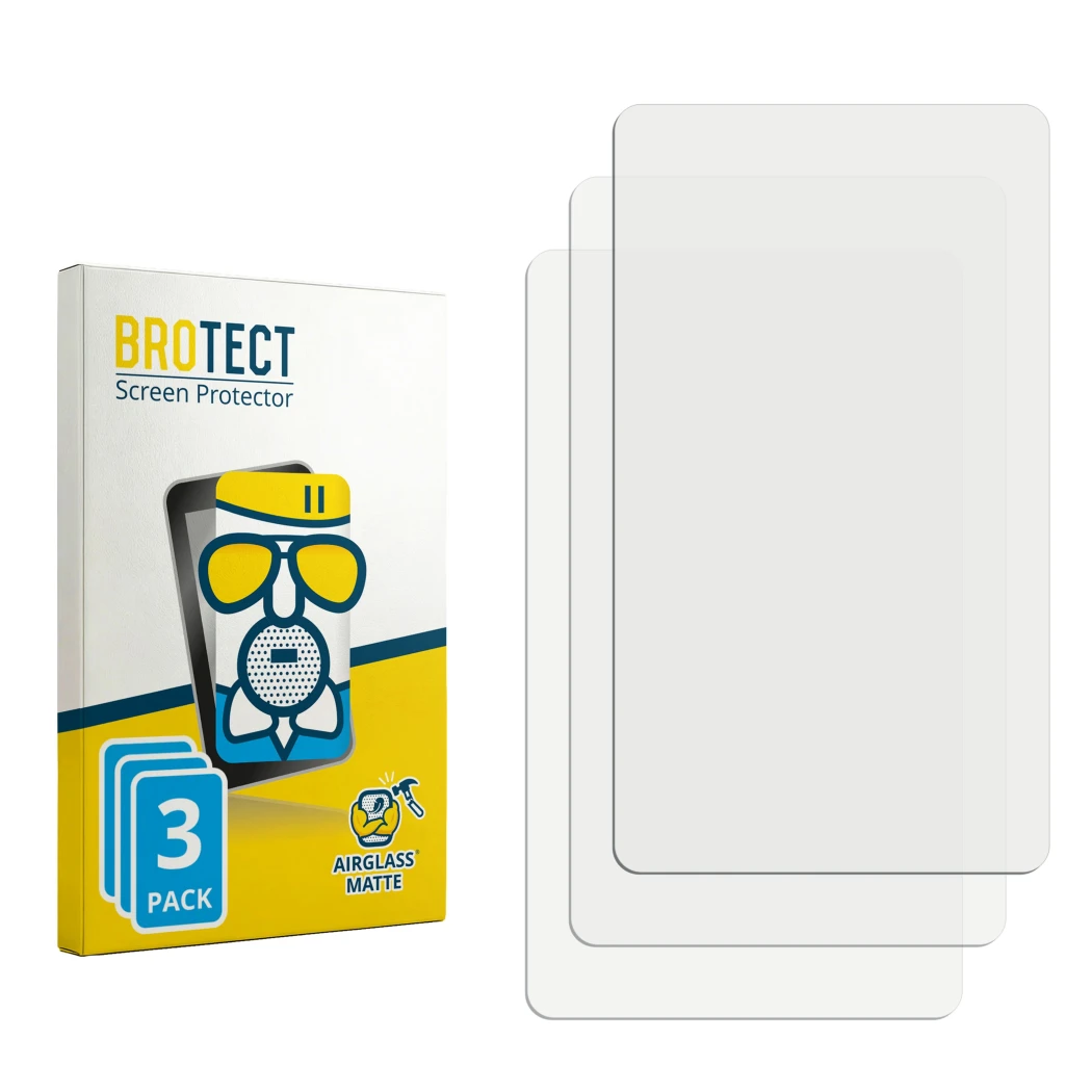 Front side of a product packaging with the brand logo BROTECT. Next to it is the corresponding screen protector.
