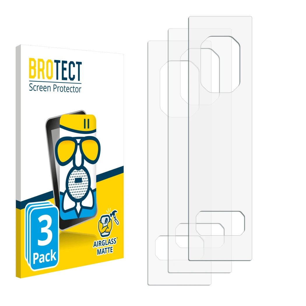 Front side of a product packaging with the brand logo BROTECT. Next to it is the corresponding screen protector.